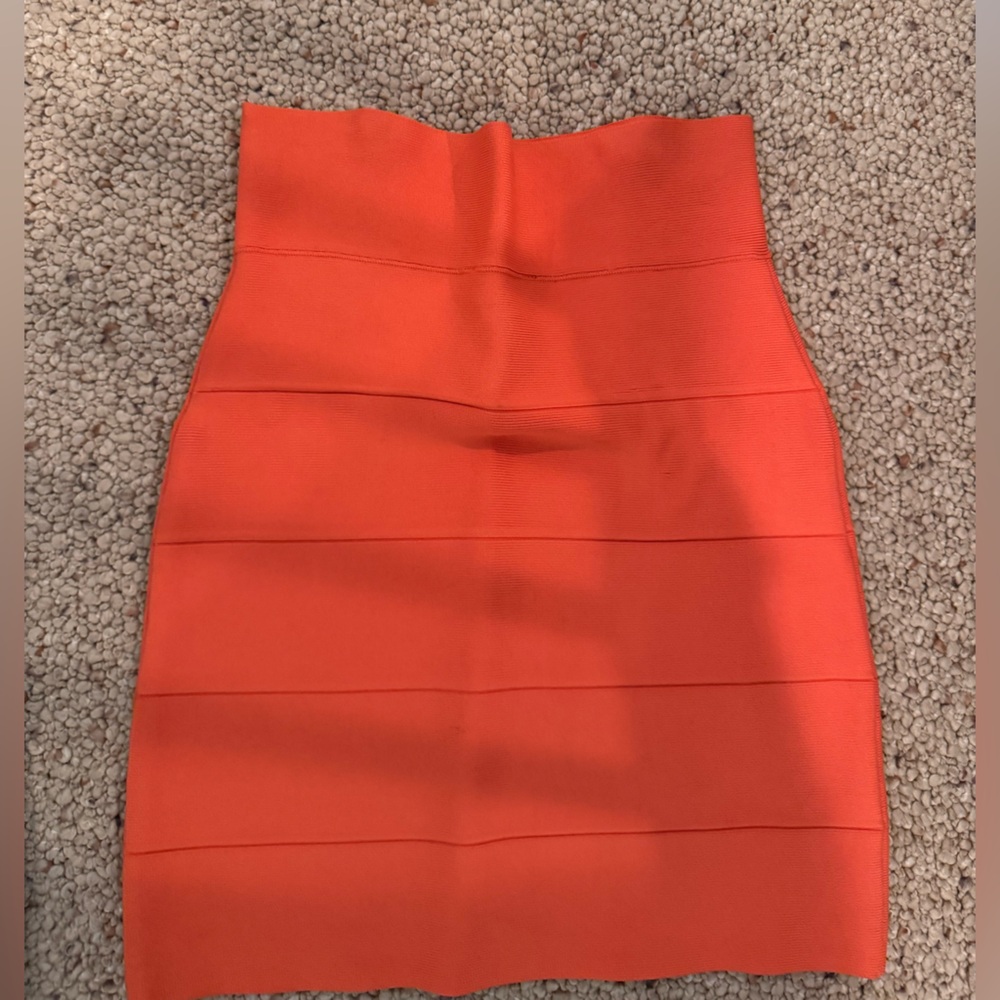BCBGMaxAzria Vibrant Orange Bandeu Skirt